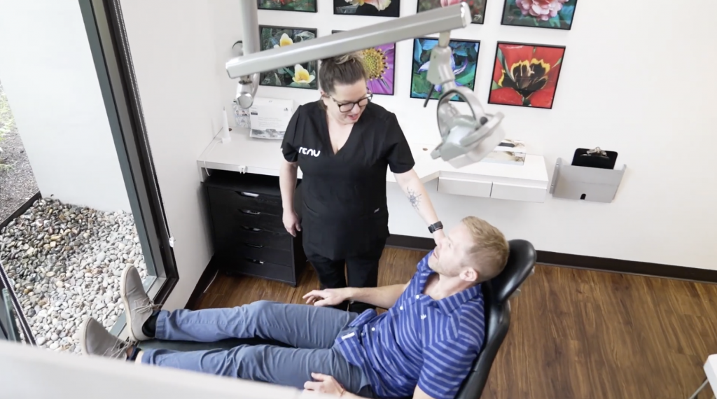 Client in dental chair